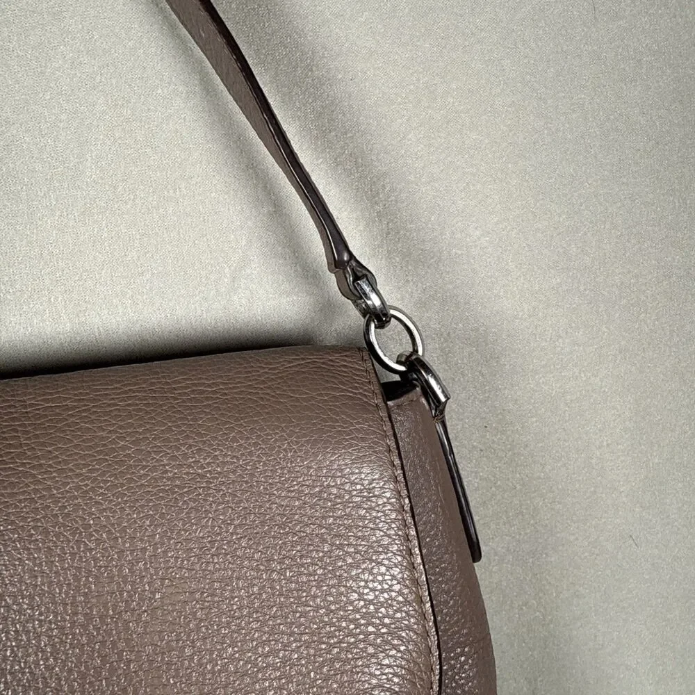 Kate Spade New York Taupe Medium Flap Shoulder Bag Womens Handbag Poor/Fair Cond